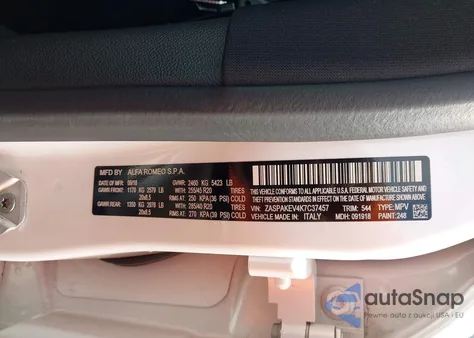 2019 Alfa Romeo Stelvio Quadrifoglio Awd из США, поврежденный, VIN ZASPAKEV4K7C37457